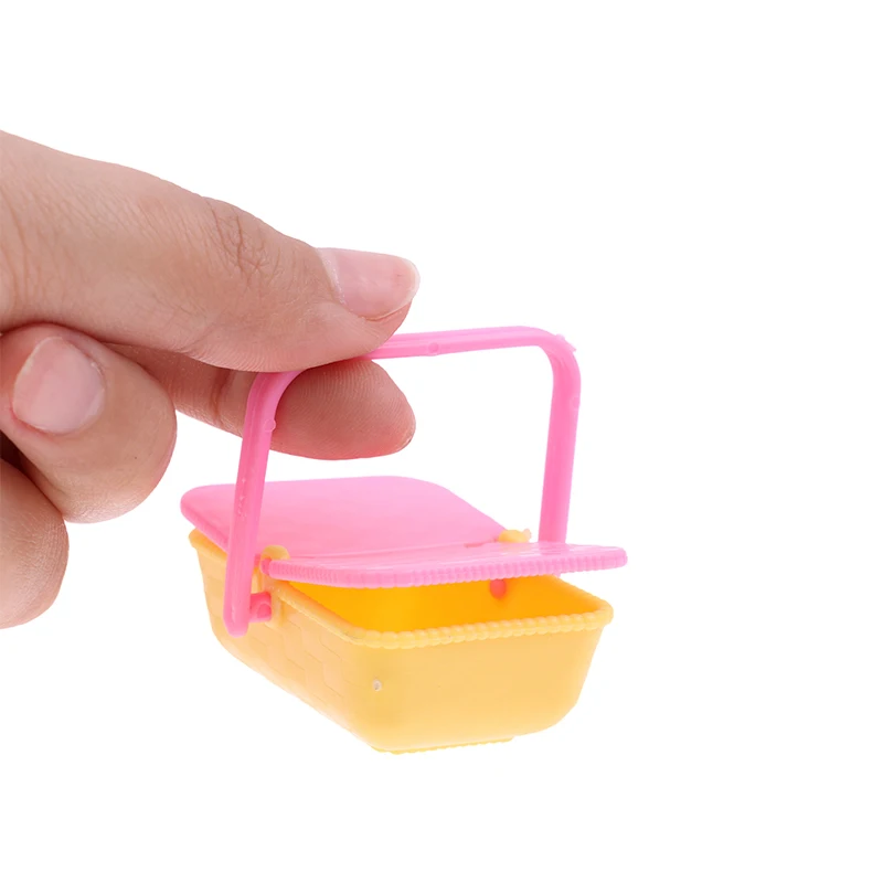 2Pcs 1:12 Dollhouse Mini Shopping Basket  Kids Plastic Shopping Baskets with Handles Small Grocery Basket Picnic Basket