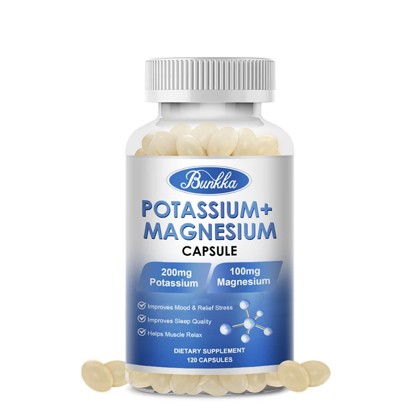 Bunkka Potassium Magnesium Capsules Magnesium Citrate High Absorption Bone Muscle Sleep Quality for Adults Fast Fitness