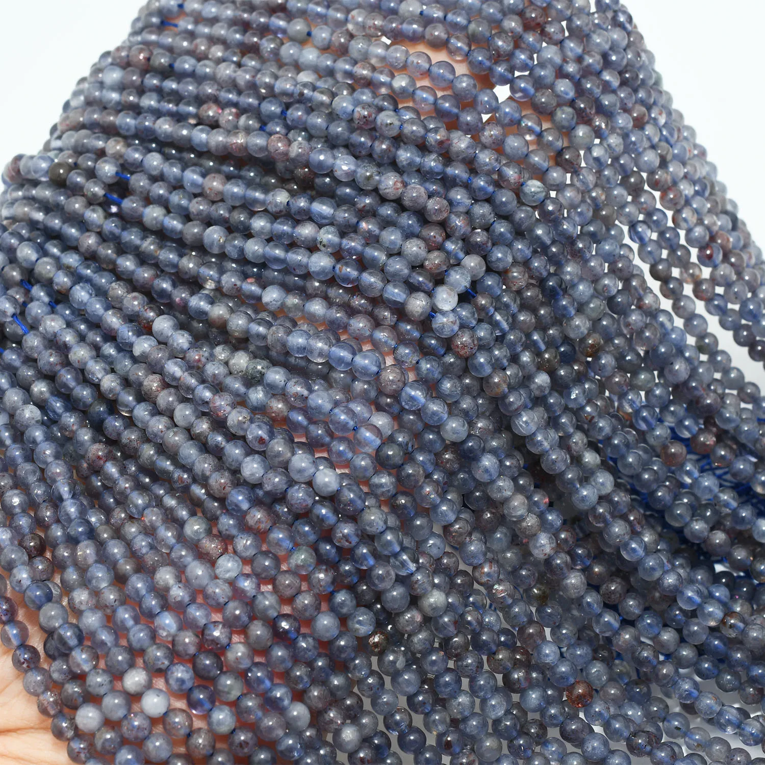 لقطة الدم الطبيعية ايوليت / ايوليت مع حجر الشمس خرز دائري فضفاض 4.2 مم - 4.5 مم #6