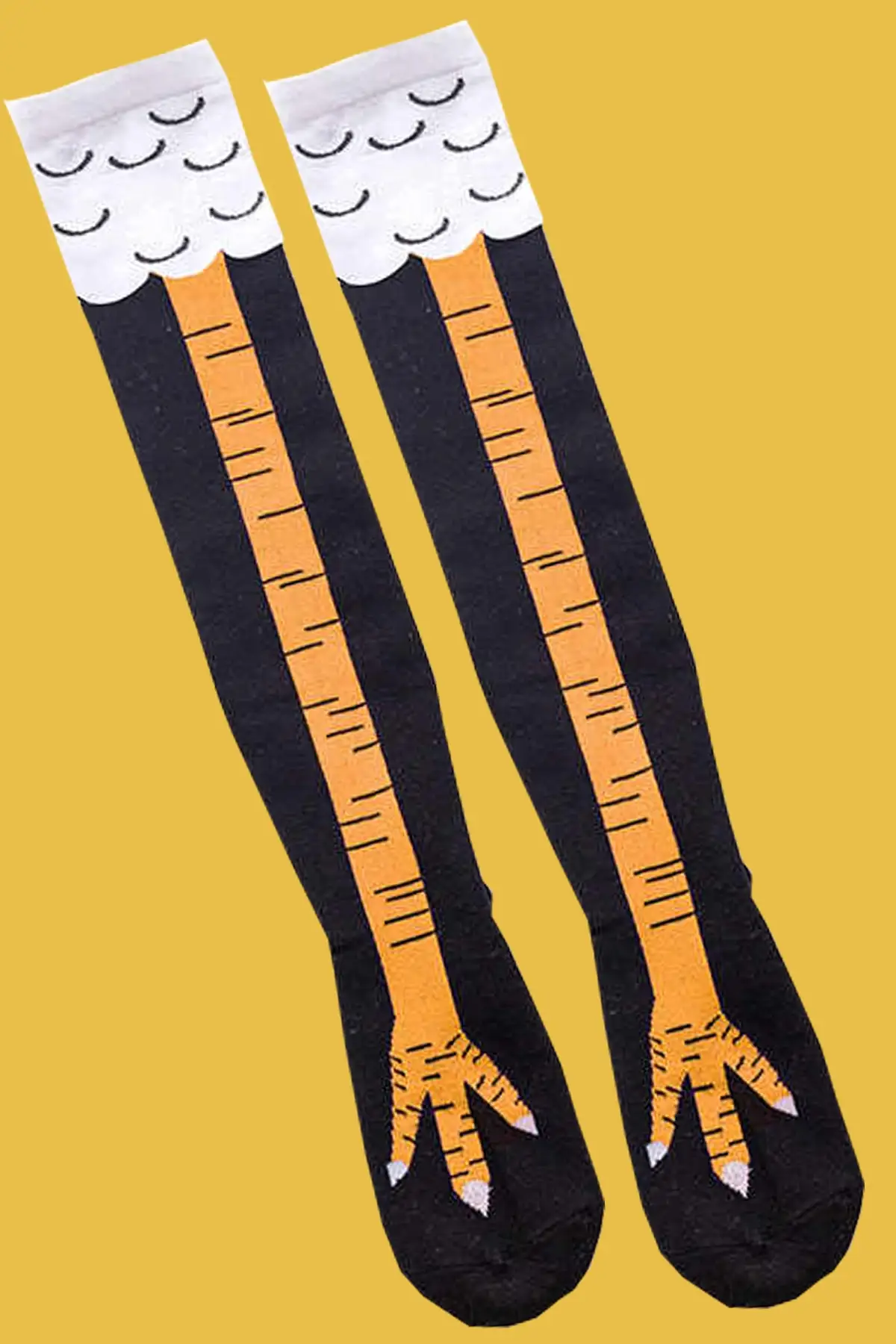 

Unisex Chicken Feet Patterned Knee High Socks, Black, A Pair, Fun Socks, Giftable, Free Shipping