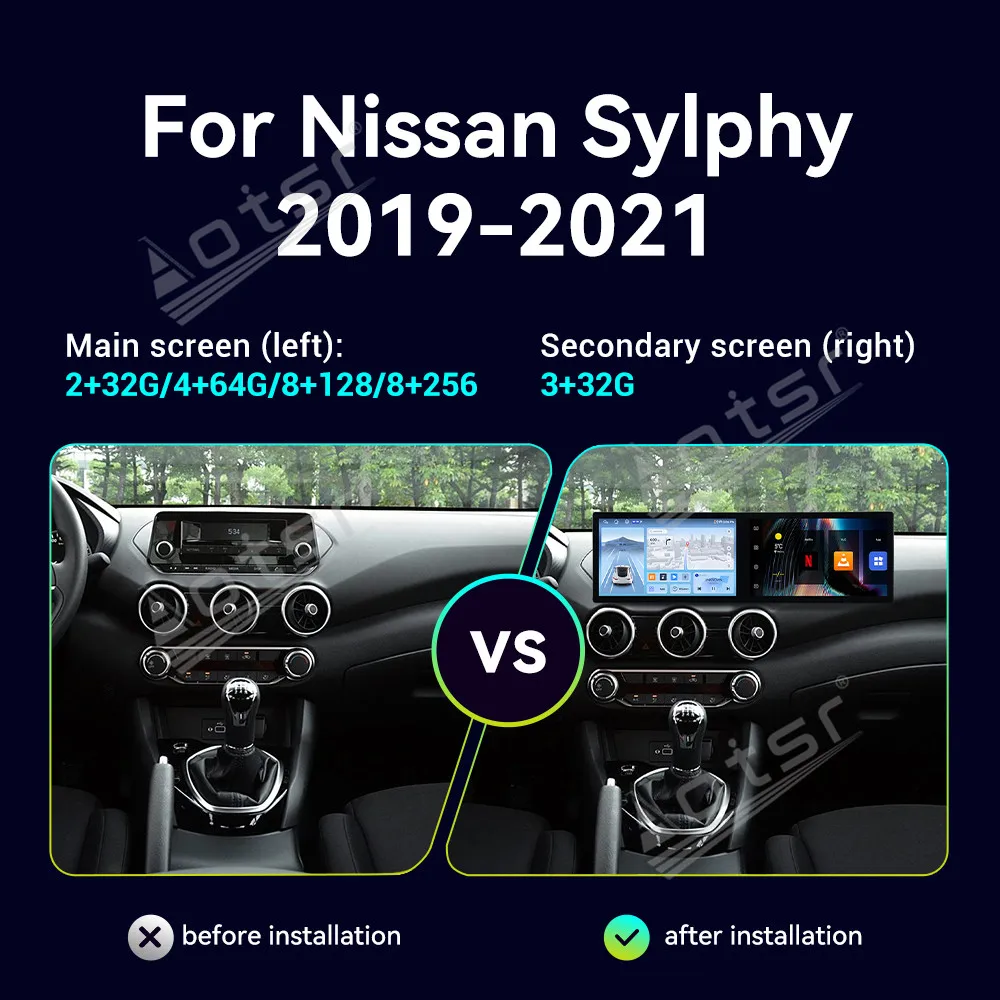 Dual 11.5 Inch Android 14.0 For Niaasn Sylphy 2019 2020 2021 Multimedia Video Player Stereo Wireless Carplay Head Unit WIFI 4G
