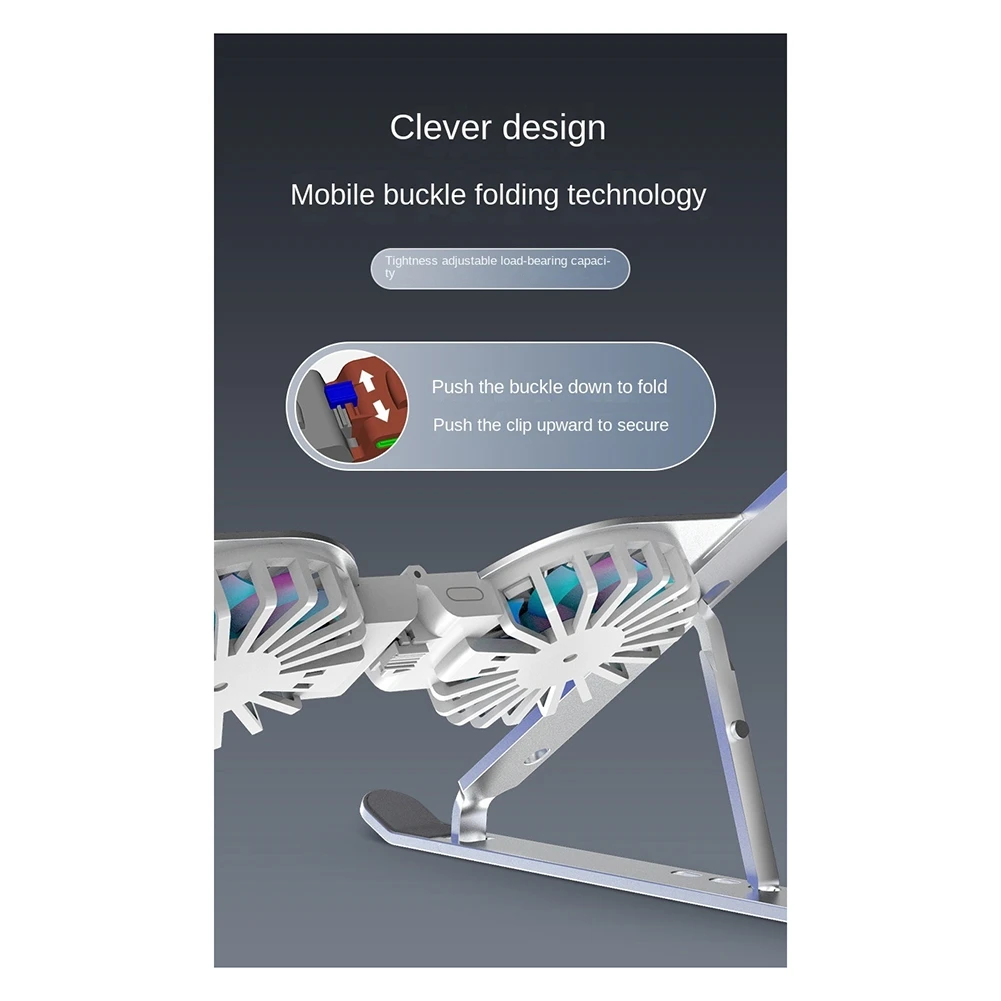 عملي-معدن سبائك الألومنيوم RGB LED ضوء 2 مروحة التبريد دفتر حامل الكمبيوتر المحمول قوس مكتب لدعم الهواء برو