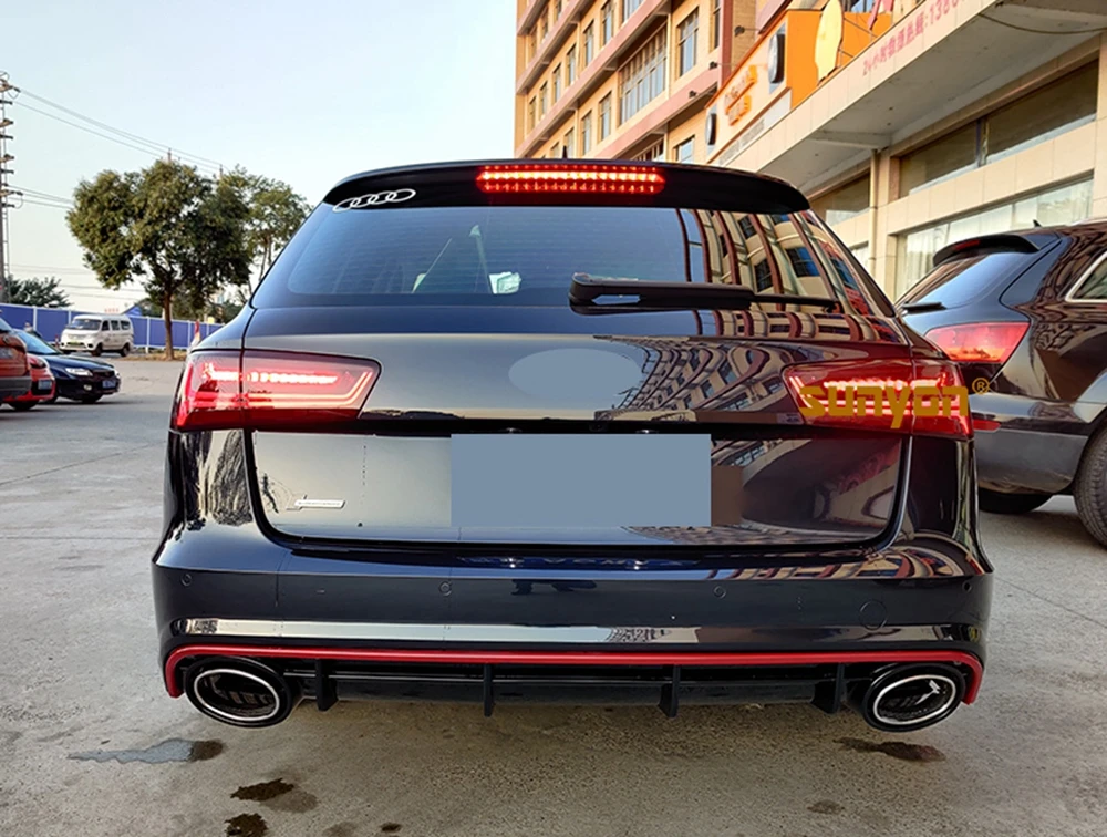 PP Car Rear Bumper Diffuser Lip Spoiler for Audi A6 S-line S6 Hatchback Avant Touring 2015 - 2018 Not for RS6 Bumper Guard