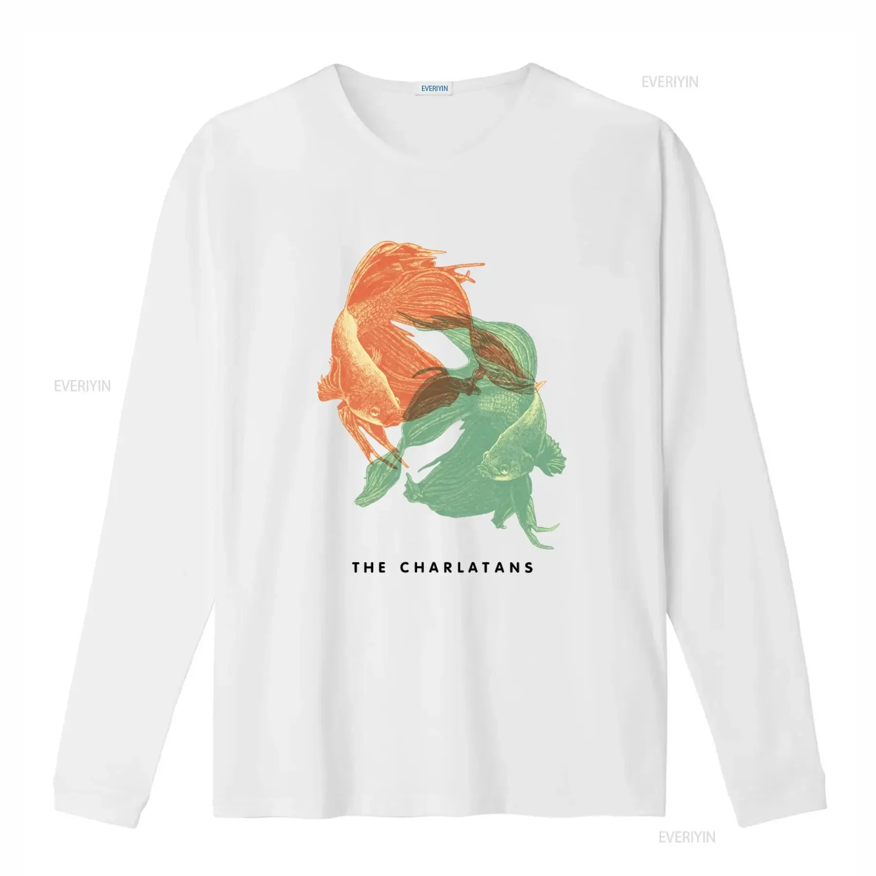 The Charlatans Unique Siamese Fighting Fish Print T Shirt for Fashion Streetwear Casual vintage Washed Stretched Comfortable