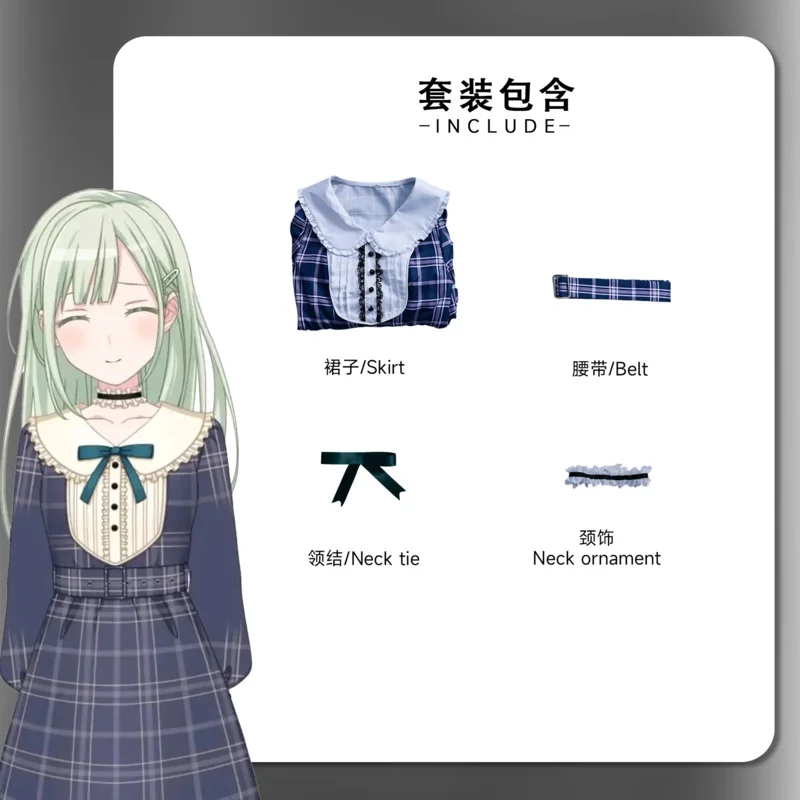 حلم أنيمي بانج! إنه MyGO!!!!! أزياء موتسومي واكابا التأثيرية Ave Mujica شعر مستعار أسود وأحمر عباءة لوليتا بدلة حفلات جميلة للسيدات