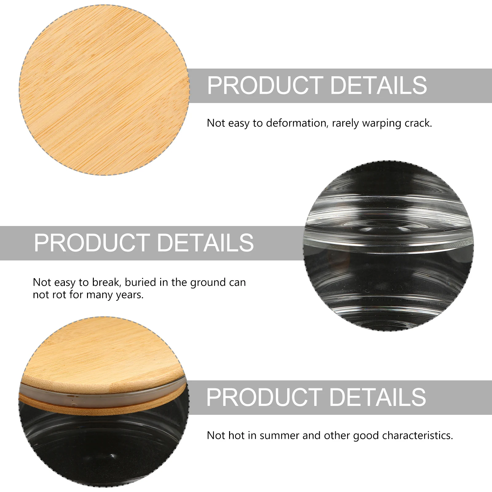 

2PCS Fresh Keeping Storage Jars Salad Fruit Prep Bowls Clear Glass Food Serving Container Wooden Design Non Deforming No