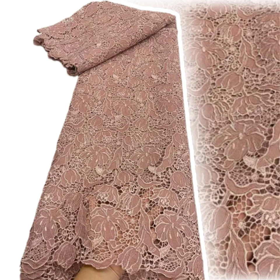 

Африканское ажурное гипюровое кружево с нигерийскими камнями, водорастворимое, для пошива платьев, женских платьев, высокое качество, 2384