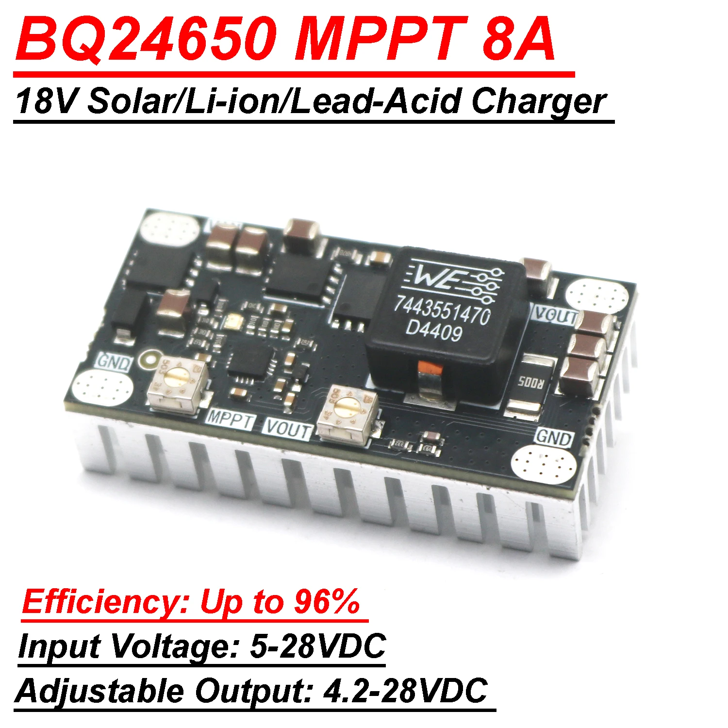 

BQ24650 MPPT 18 В солнечное литий-ионное зарядное устройство LiFePO4 для свинцово-кислотных аккумуляторов 2S 3S 4S зарядка понижающий преобразователь постоянного тока 5 В 12 В 24 В регулируемый