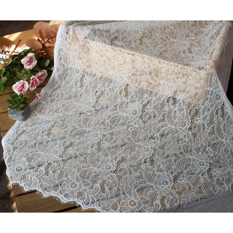1.5M Wide， New Eyelash Lace Decal Fabric Handmade Wedding Dress Clothing Home Textile Tablecloth Decorative Accessory Material