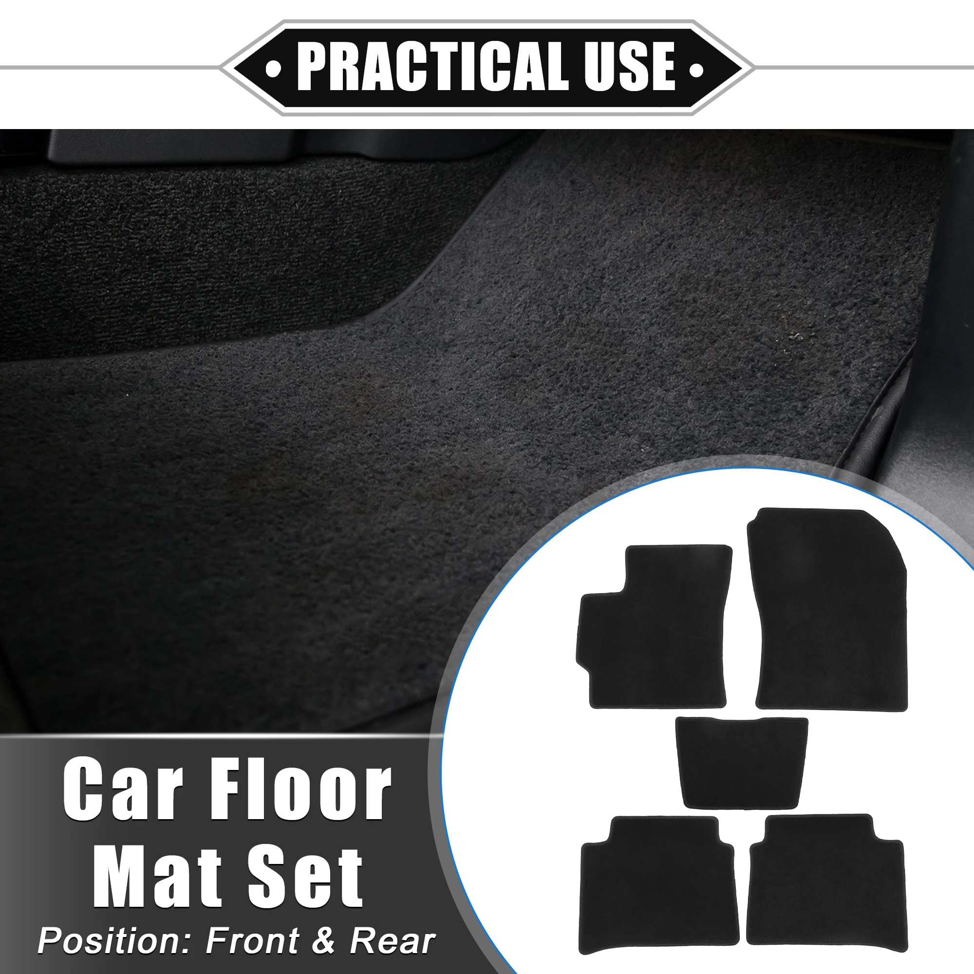 UXCELL 1 Set Car Floor Mats for Toyota Corolla 2018-2023 Front Rear Non-slip Velour