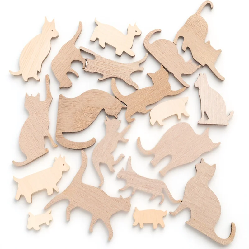 

12Pcs Cat Cutouts Wooden DIY Blank Unpainted Lightweight Decoration for Home Party Wedding Festival Unfinished Wooden Cutouts