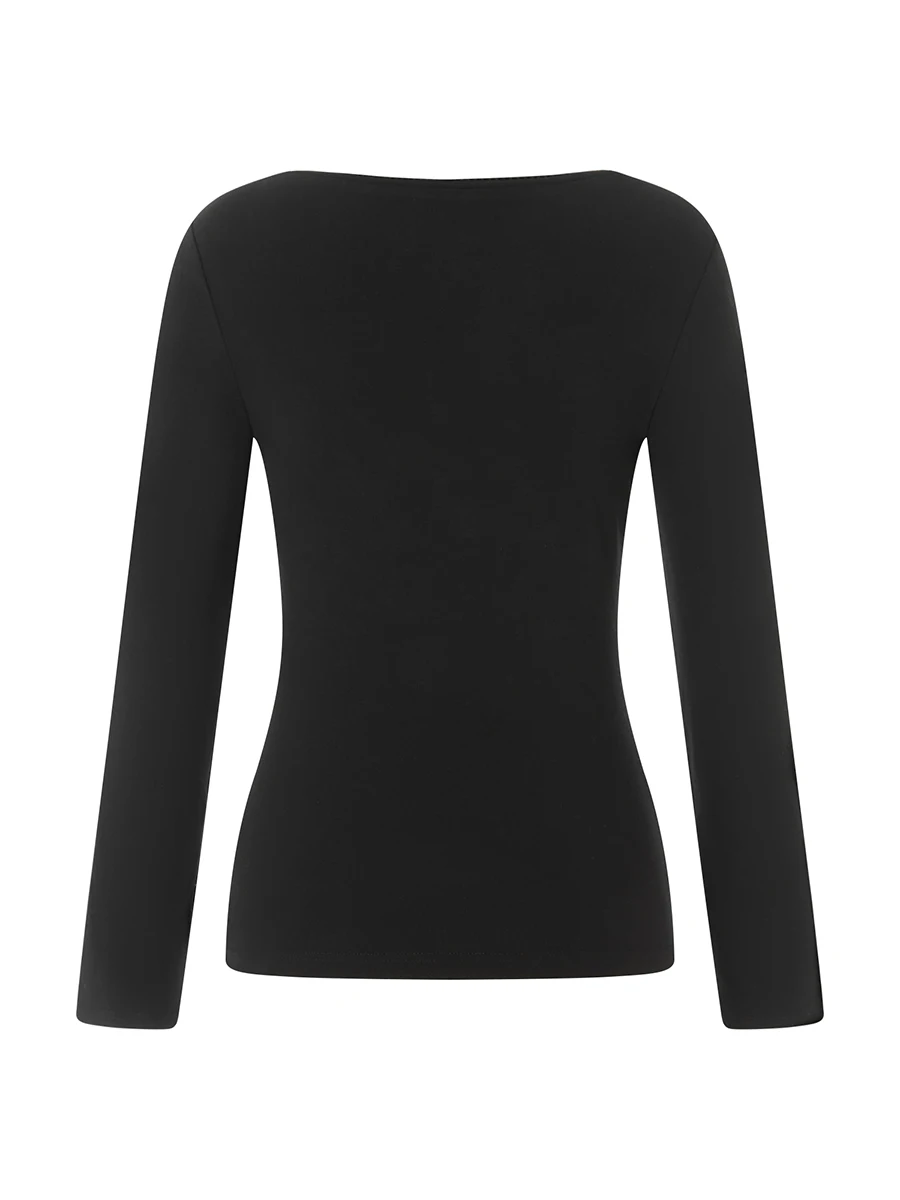 Dames T-shirt met lange mouwen en V-hals in effen kleur, perfect voor casual dagelijks gebruik en streetwear-modetrends