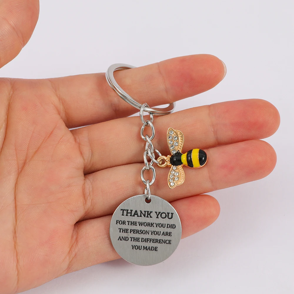Teacher Appreciation Keychains with Engraved Charms, 4PCS