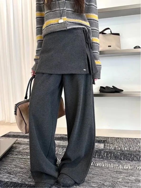 

Faionable High-Waisted Wide-Leg Camere Fce-Lined Casual Pants Women's Winter 2025 New Sle Slimming Versatile Loose Fit