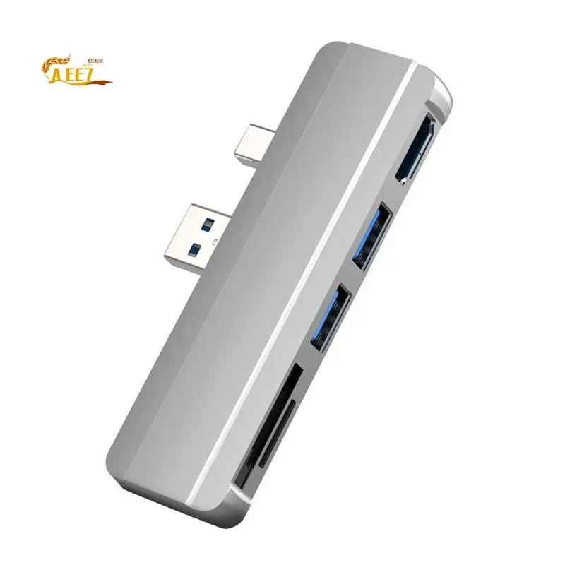 AEE7-Multiport Expander 4K -Compatible USB 3.0 HUB Docking Station Memory Card Reader For Microsoft Surface Pro 4/5/6
