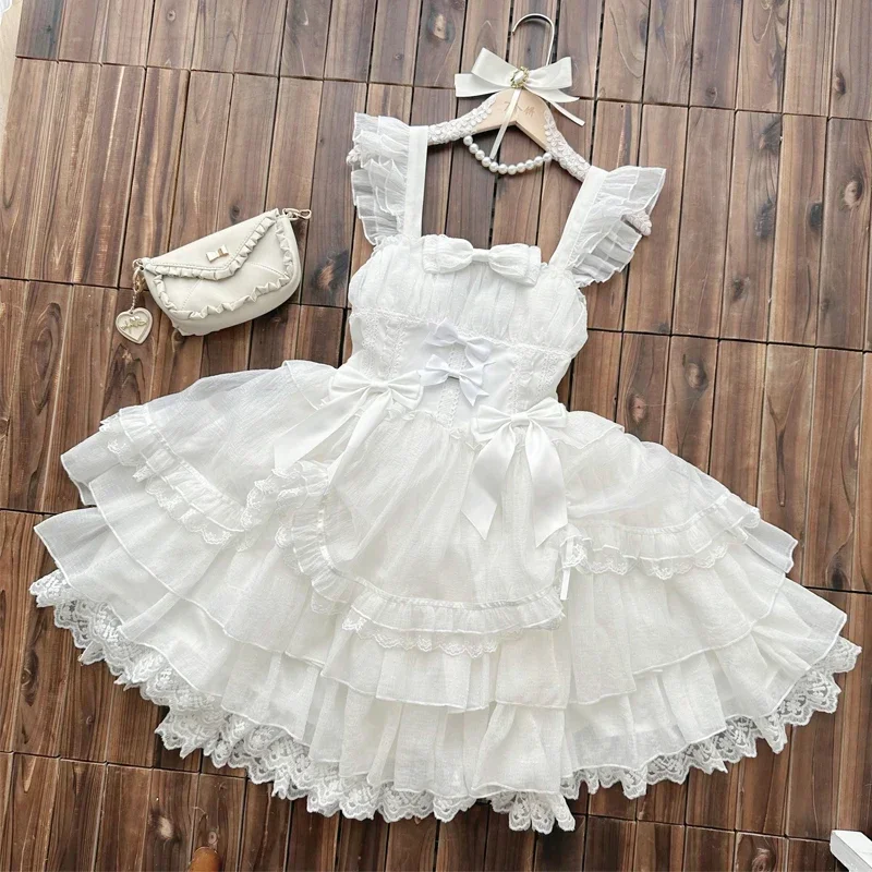 2026-new-sweet-flower-wedding-lace-bowknot-lolita-jsk-sling-dressblack-white-princess-dress-for-tea-cosplay-harajuku-women