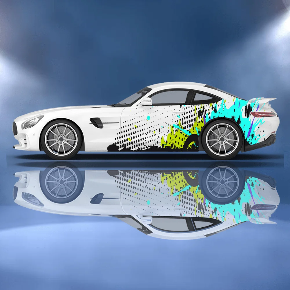 2PCS personalized color splatter abstract background wraps and vinyl stickers, full-body decal decoration, scratch protection ca