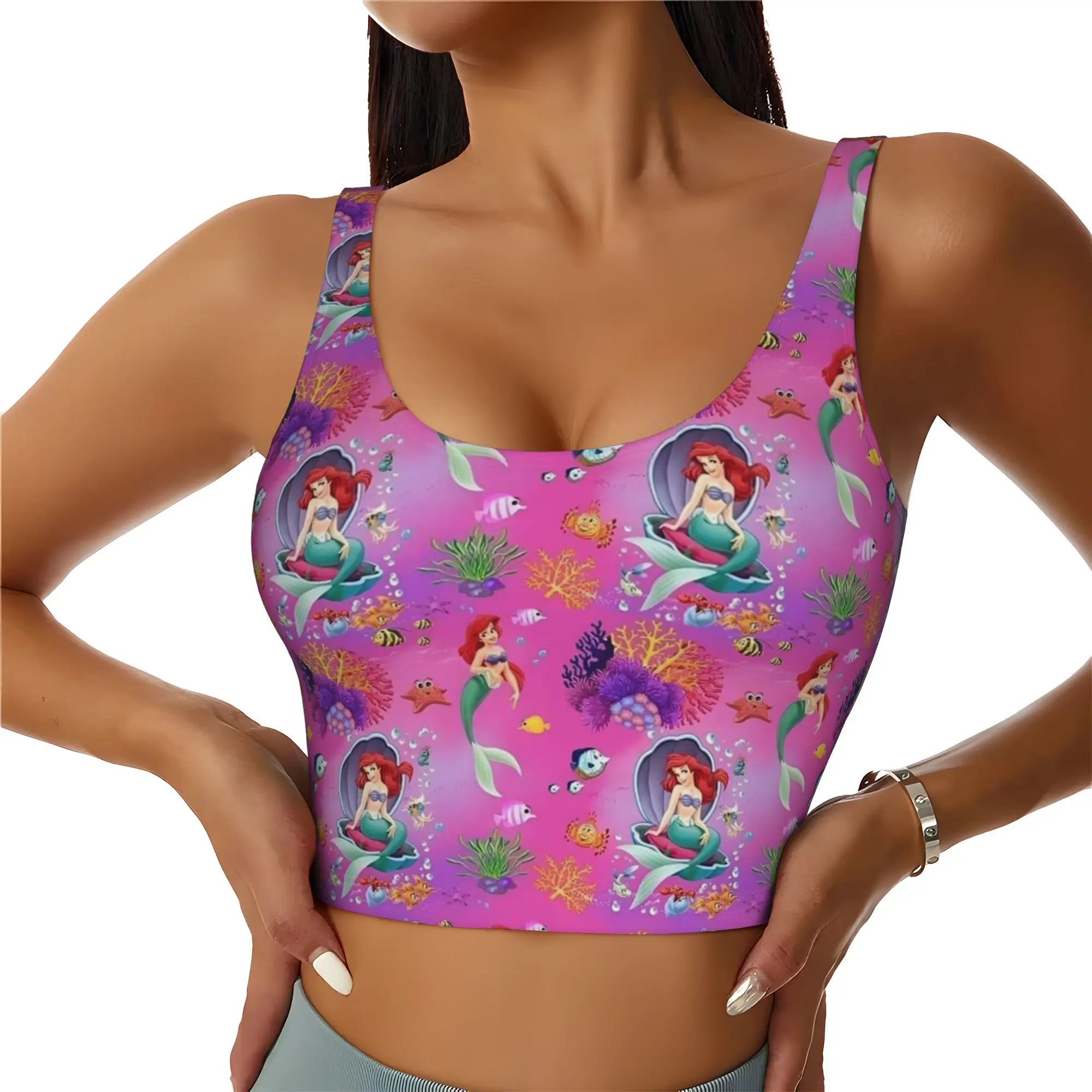 Custom Littles Anime Mermaides Workout Crop Tank Tops Women Seamless  Yoga Running Sports Bras