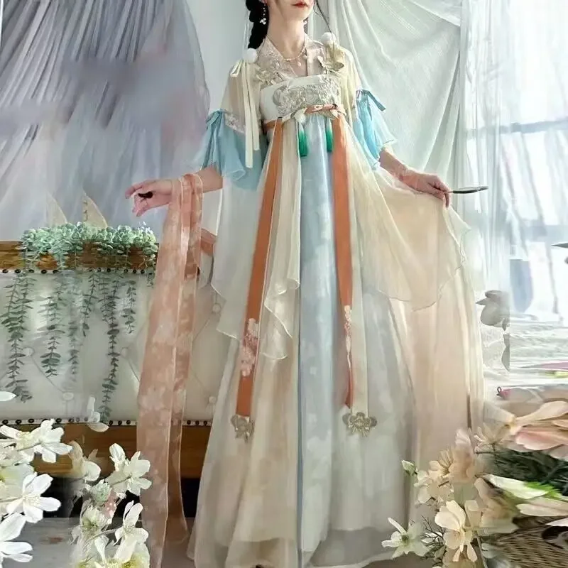 

Женское традиционное китайское платье Hanfu размера плюс 2XL, костюм для косплея, Старинное платье Hanfu, костюм для дня рождения