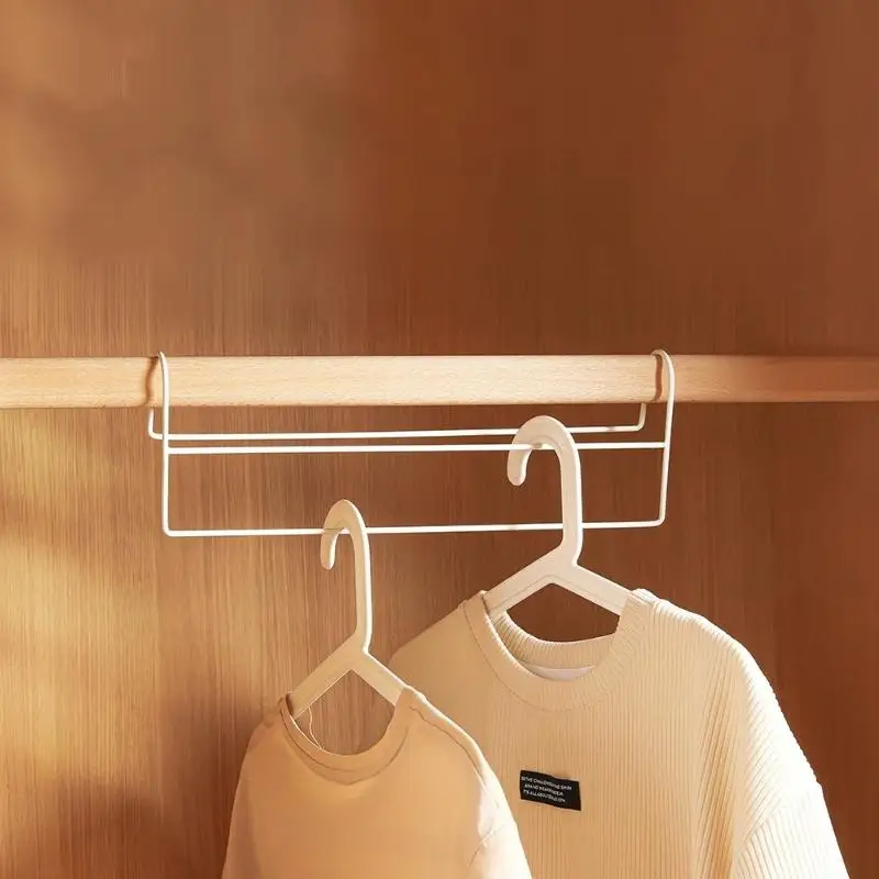 High Low Staggered Metal Closet Hanger Organizer Space Saving Heavy Duty for Household Small Bedroom Wardrobe