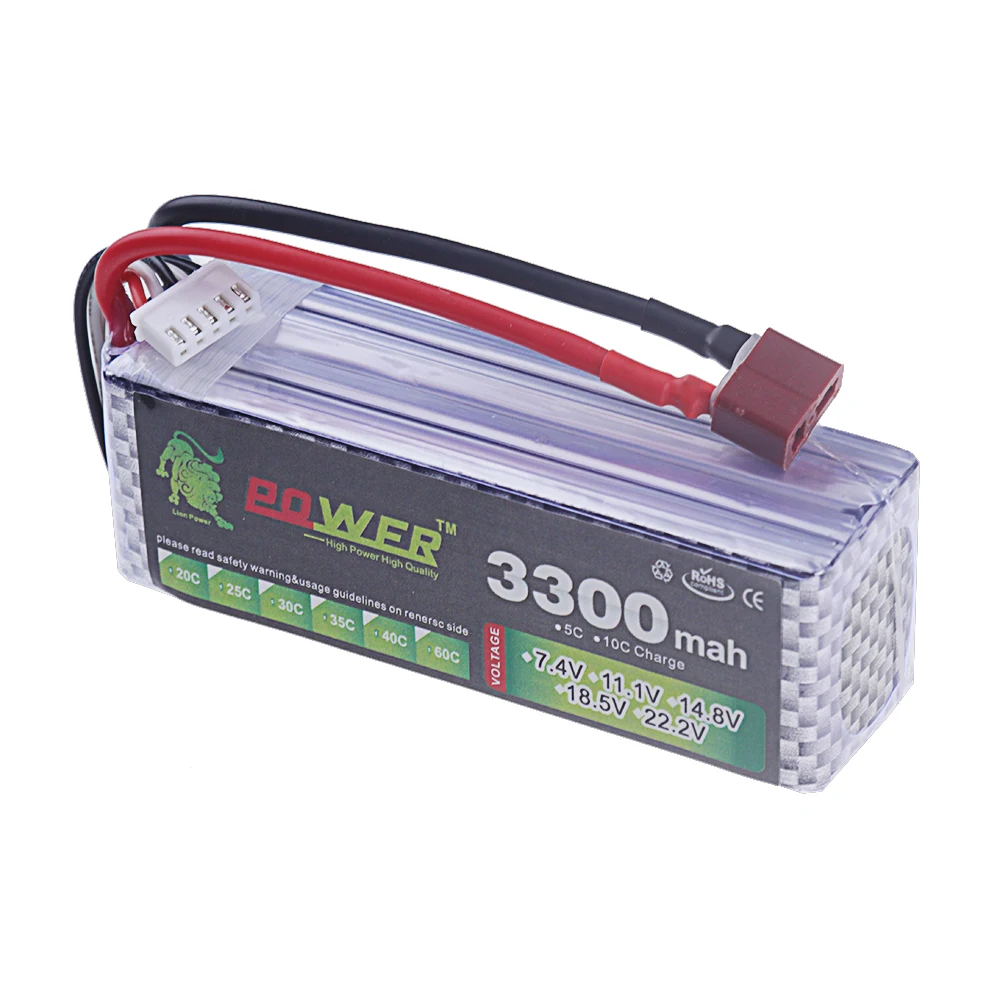 14.8V 3300mAh 40C~60C Lipo Battery with XT60 T Connector for RC Car Crawler Truck Airplane FPV UAV Drone 4S 14.8V Battery