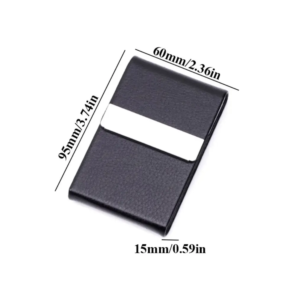 Fashion PU Leather Business Card Holder with Magnetic Buckle Slim Pocket Name Card Holder Stainless Steel Credit Card ID Case
