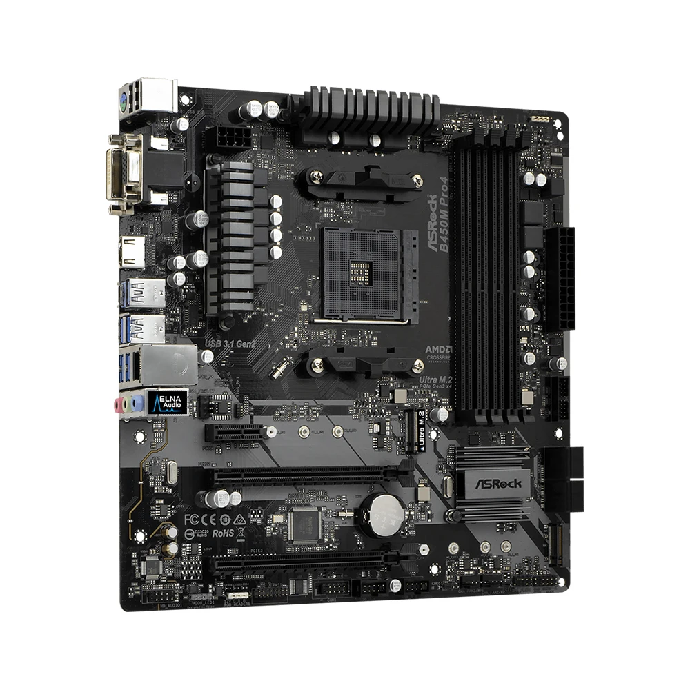 Imagem -03 - Asrock-placa-mãe B450m Pro Amd Soquete Am4 5950x r9 5800x3d r7 Cpu 4x Ddr4 Micro Atx r9 Testado