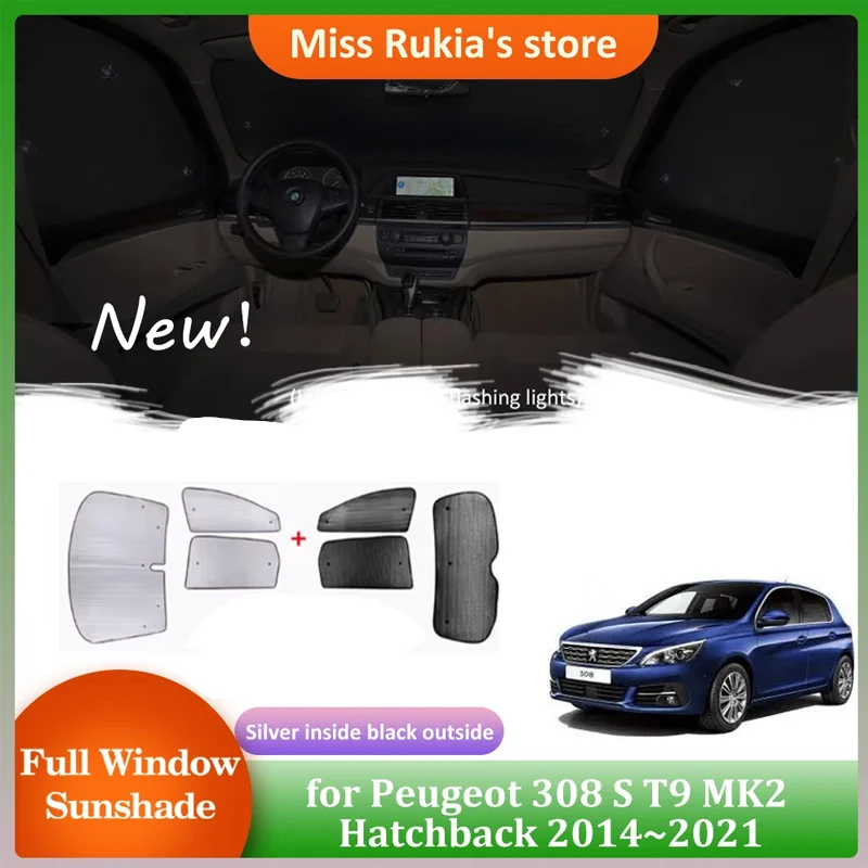 

Полные солнцезащитные козырьки для Peugeot 308 S T9 MK2 хэтчбек 2014 ~ 2021 года, солнцезащитный козырек на крыше, занавеска на лобовое стекло, аксессуары для крыши