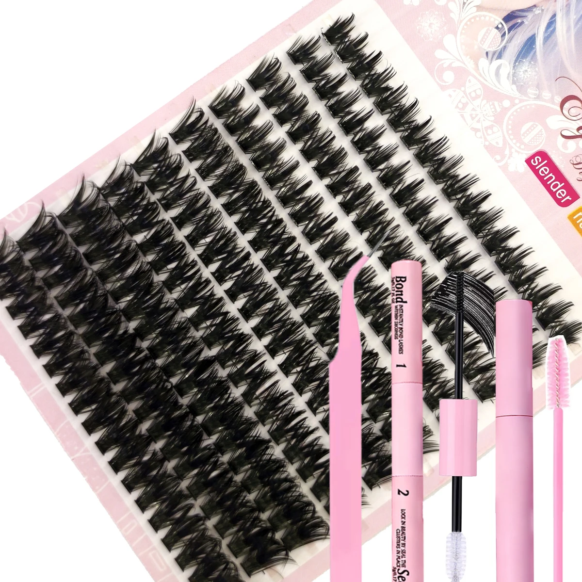 60-reihiges DIY-Wimpernverlängerungs-Set, Cluster, individuelles Wimpern-Set, Mix-Stile, 10–18 mm, mit Bindung und Dichtung, Augen-Make-up-Werkzeug – Detail 34