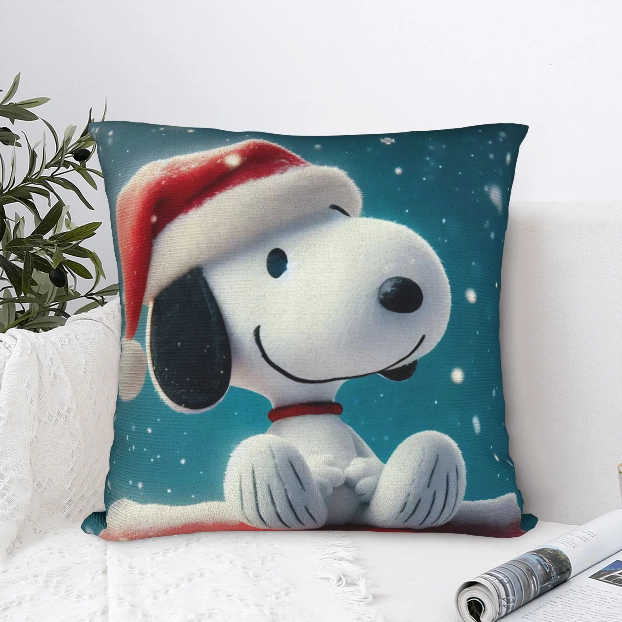 S-Snoopys Movie Square Pillow Cases Xmas Christmas Halloween Cushion Covers Awesome Zipper Decor Pillowcase for Sofa 40*40cm