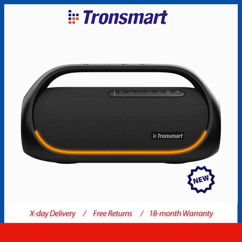 Enceinte Bluetooth Tronsmart Bang 60W pour l'extérieur, enceinte de fête avec audio haute résolution, basses puissantes, contrôle par application, poignée porta