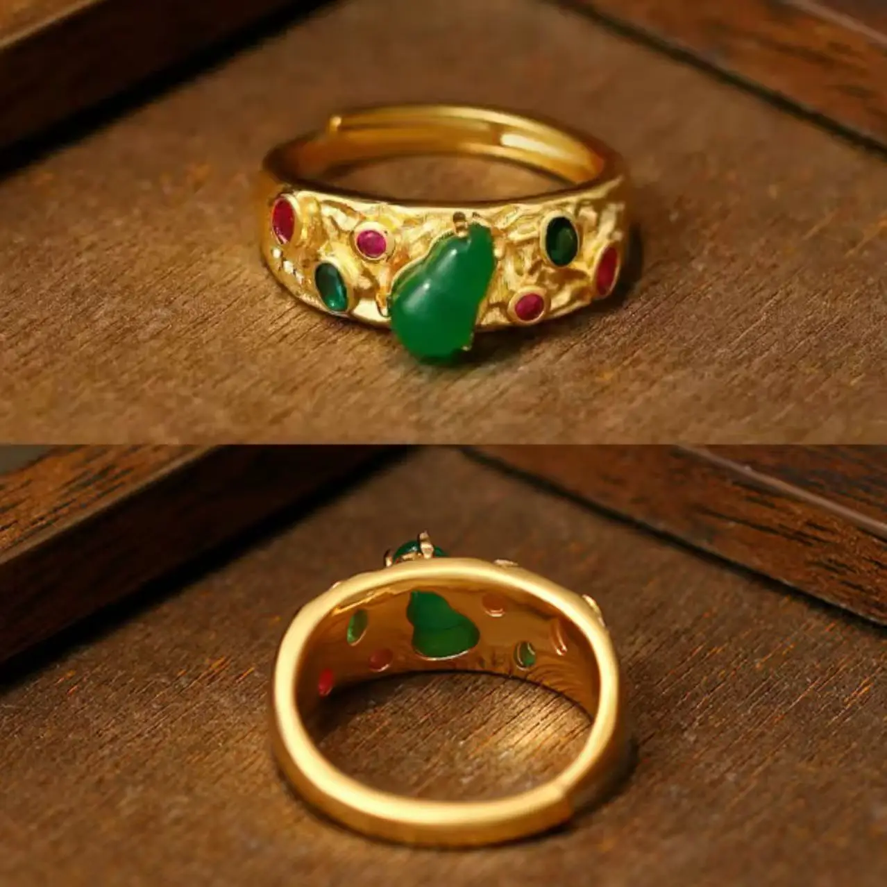 العرقية الصينية مطلية بالذهب خواتم للنساء البطانة اليشم الزركون الساطع تألق مجوهرات فاخرة مثمنة نجمة على شكل هدايا محظوظة #3