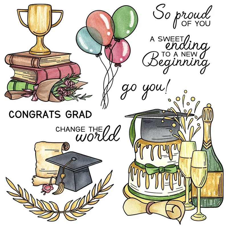 Celebrations For Graduation Season Cutting Dies Clear Stamps DIY Scrapbooking Metal Silicone Stamps For Cards