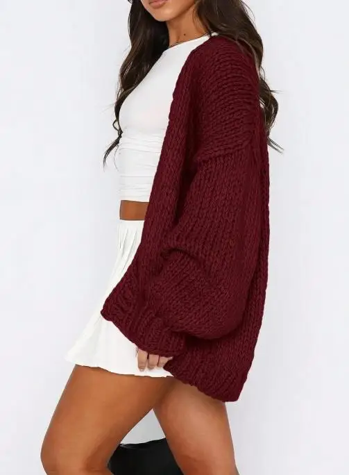 

Women Sweater 2025 Autumn Winter Latest New Fashionable Versatile Knitted Cardigan Casual Loose Bucklless Long Sleeve Sweater