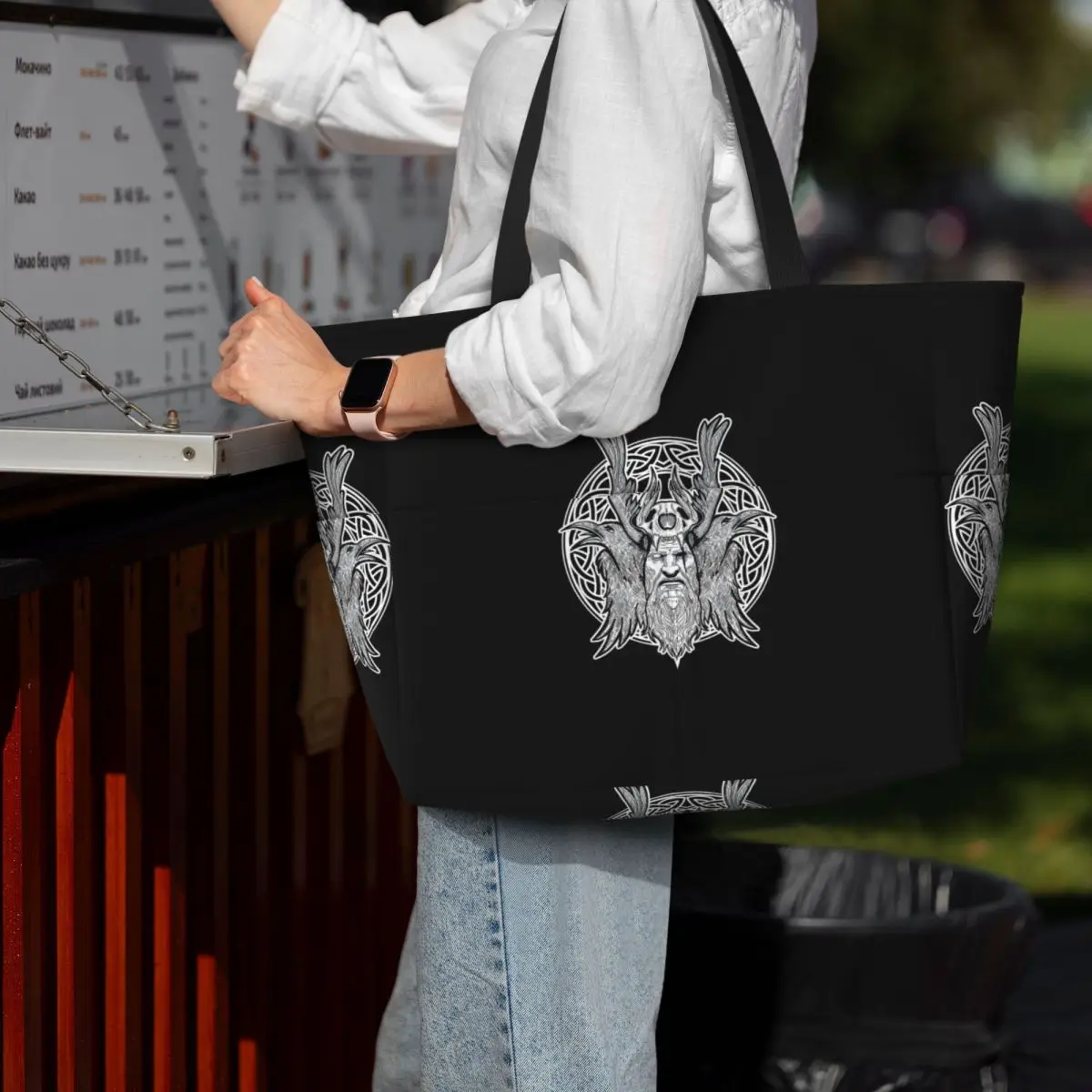 Odin Vikings Viking Legend Norse Mythology Rune Beach Tote Bag Sport Gym Yoga Duffle Large Tote Bag Women Travel Bag Fitness bag