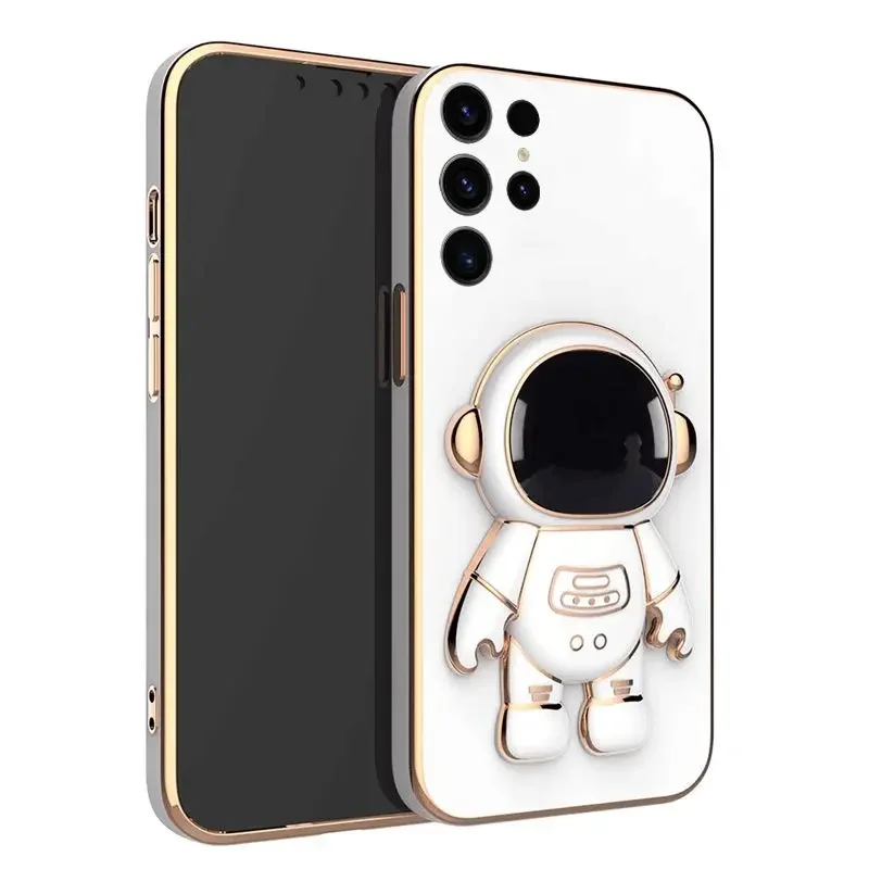 

for Samsung Galaxy S25 Ultra Plus 5G Astronaut Holder Plating Case For Samsung S25 Plus Ultra 5G Silicone Stand Cover