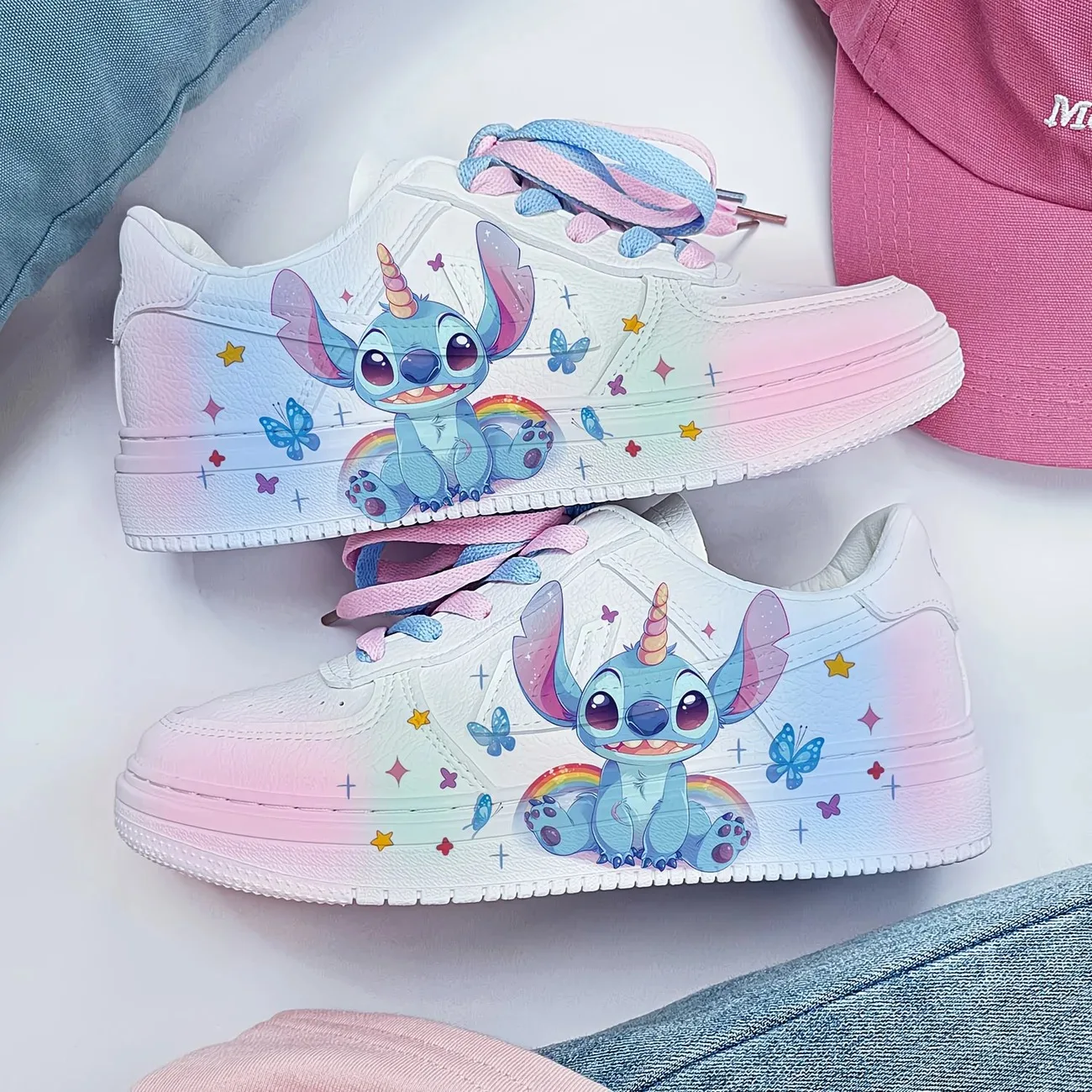 

Новая женская милая повседневная обувь с героями мультфильмов Disney Woman Stitch Princess, нескользящая спортивная женская обувь с мягкой подошвой