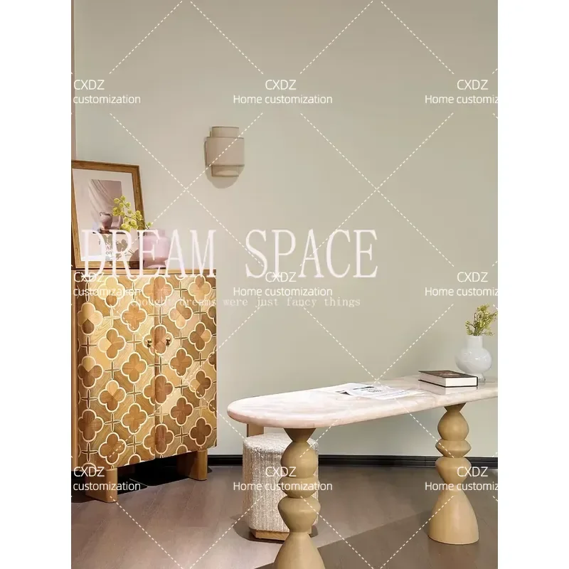 Italian simple natural marble entrance table cream style dressing table surprise quiet wind home decoration table
