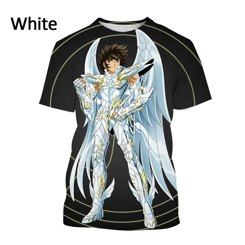 New Men's Classic Manga Cartoon Casual Harajuku Style Streetwear Top Japanese Anime Saint Seiya Print Short-sleeved T Shirt