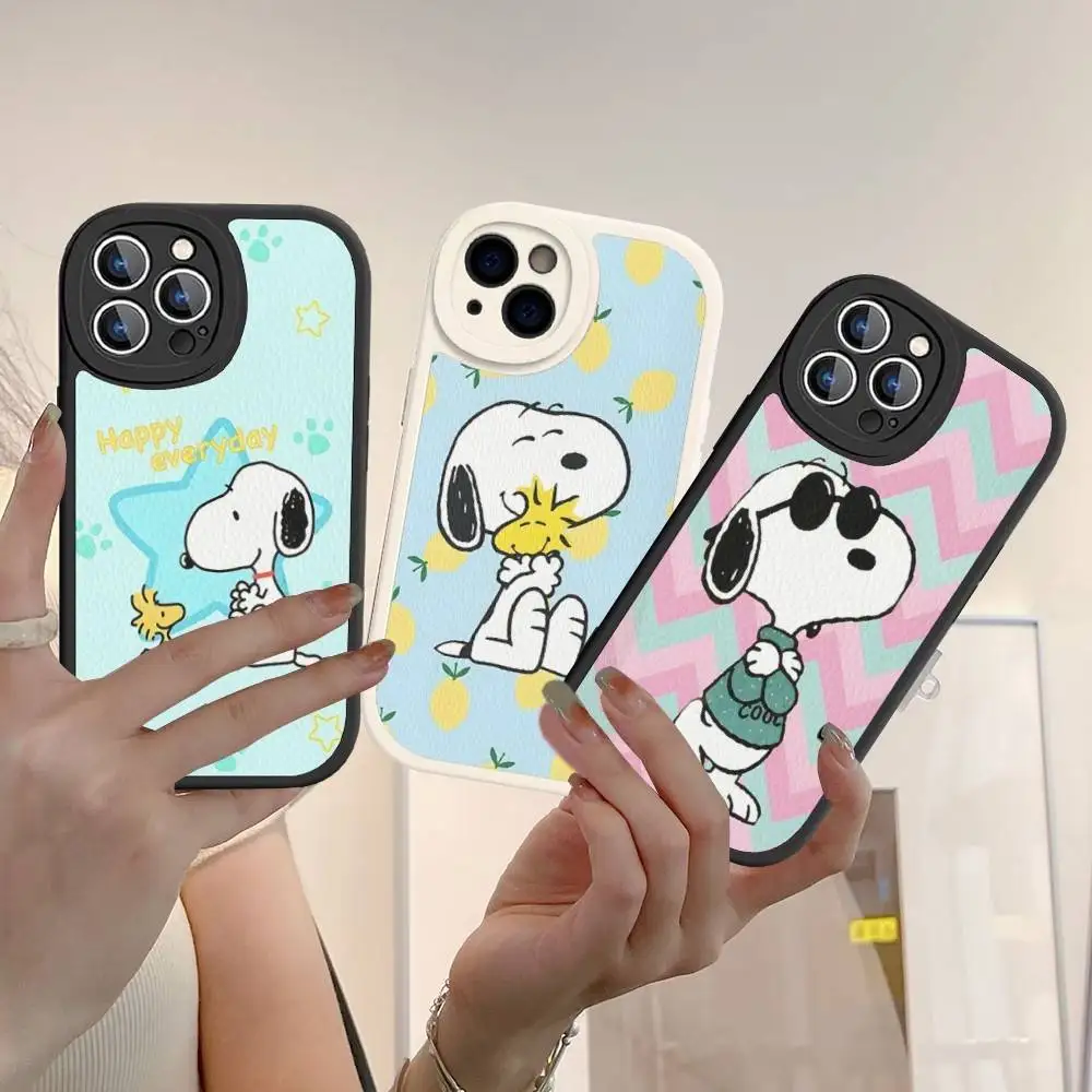 

Cartoon Lovely S-Snoopies Phone Case Hard Leather For iPhone 16 15 14 13 12 Mini 11 14 Pro Max Xs X Xr 7 8 Plus Fundas