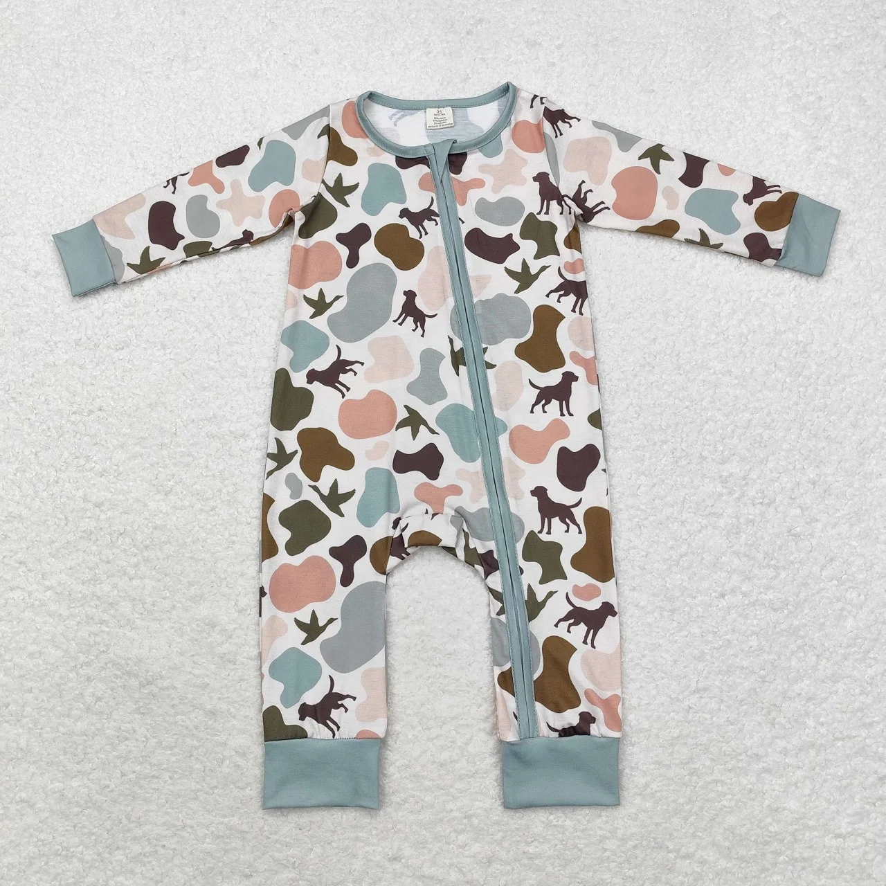 Wholesale Baby Boy Zipper Long Sleeves Romper Kid Toddler Newborn One Piece Ducks Dogs Camo Coverall Bodysuit One Piece Jumpsuit