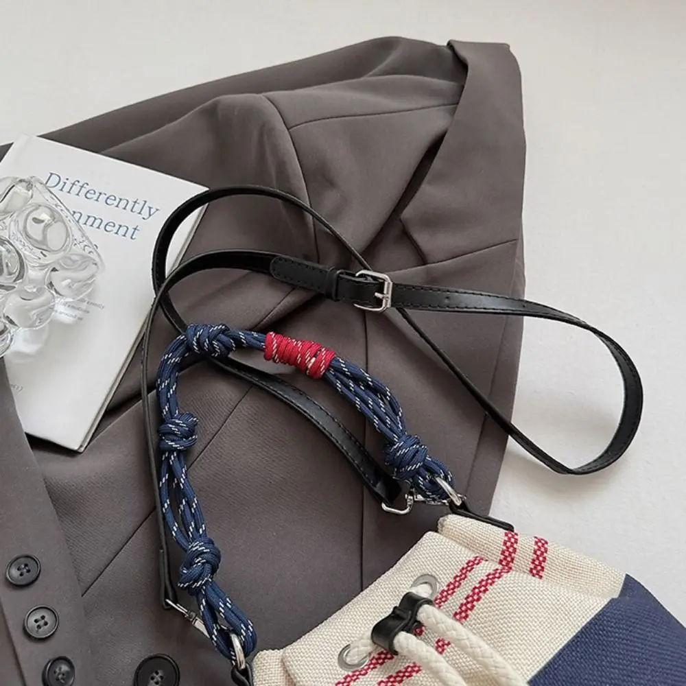 

Korean Style Retro Canvas Bucket Bags Purse Crossbody Bag Patchwork String Crossbody Bag Large Capacity Wallet Bags