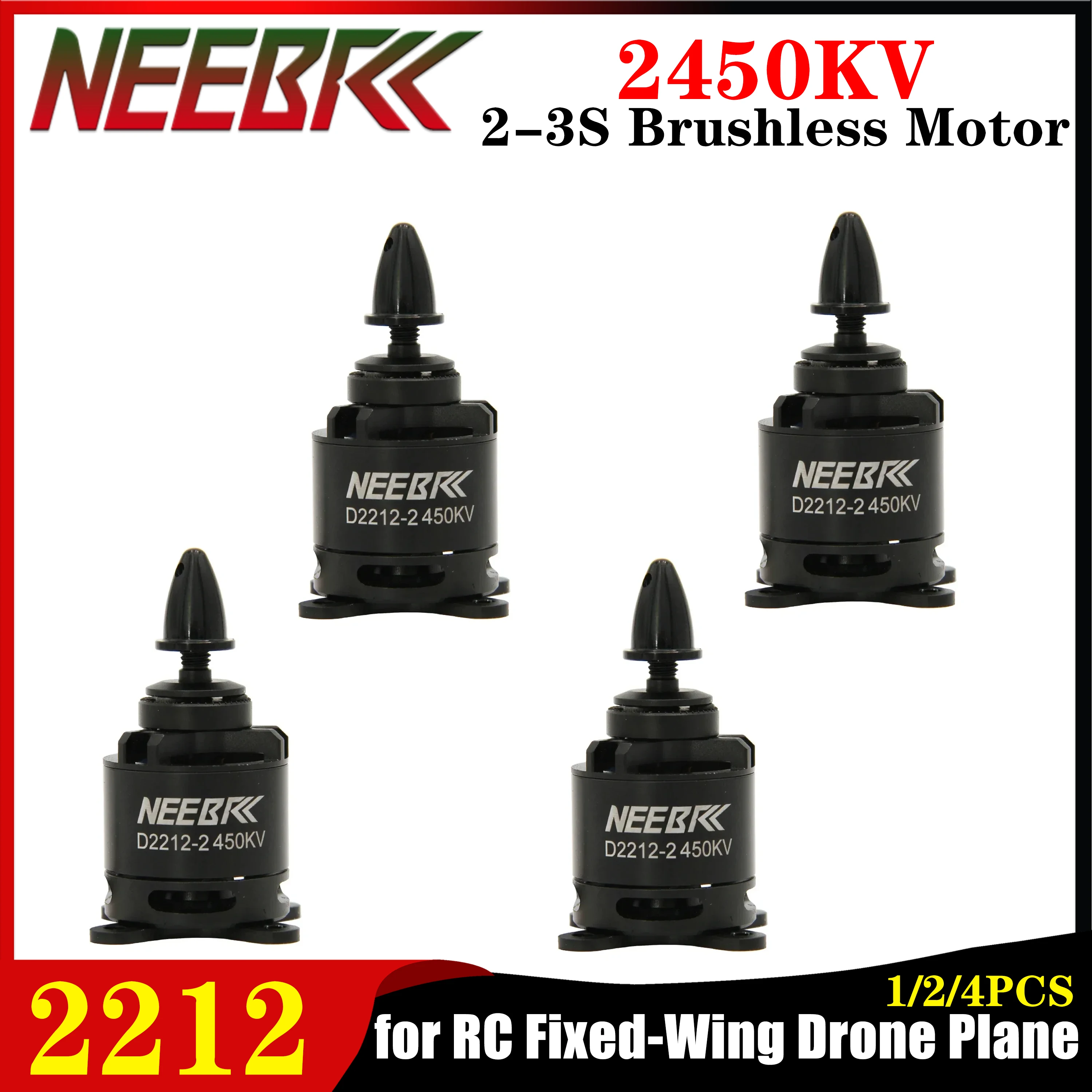 1/2/4PCS NEEBRC 2212 2450KV Outrunner Motore Brushless 2-3S per RC Ad Ala Fissa FPV Drone Aereo Aereo Quadcopter 6040 Elica