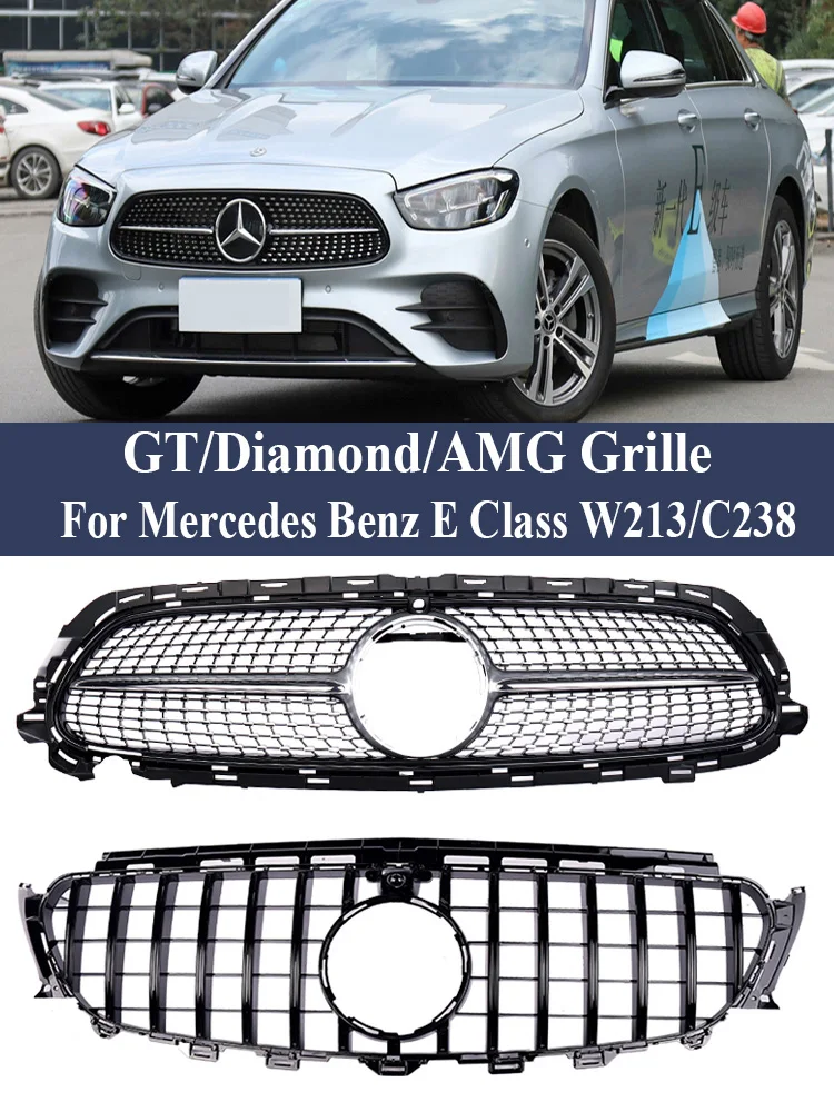 For Benz E Class W213/S213 2016-2023 Year Front Bumper GT Diamond AMG Style Grill  Exclusive Racing Grills Exterior Parts