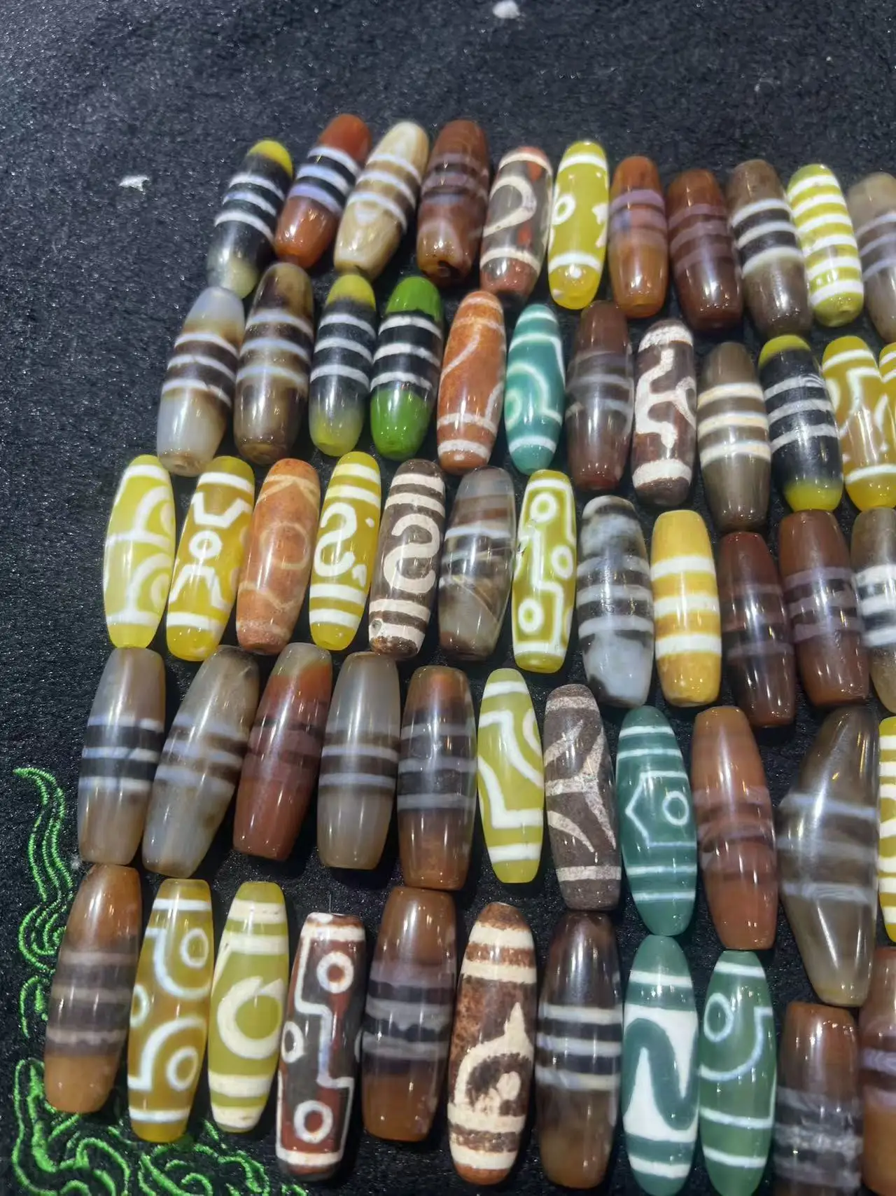 50pcs Taiwanese Craft Agate Dzi Bead String Beads Weathered Patina Tibetan Loose Beads for DIY Bracelets Necklace Accessories