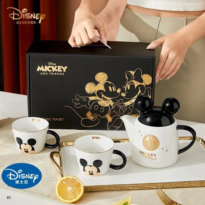 2024 New Fashion Trend Ceramic Cup Disney High Temperature Teapot Gift Set Light Luxury Ceramic Drinking Pot Mickey Tea Set Gift