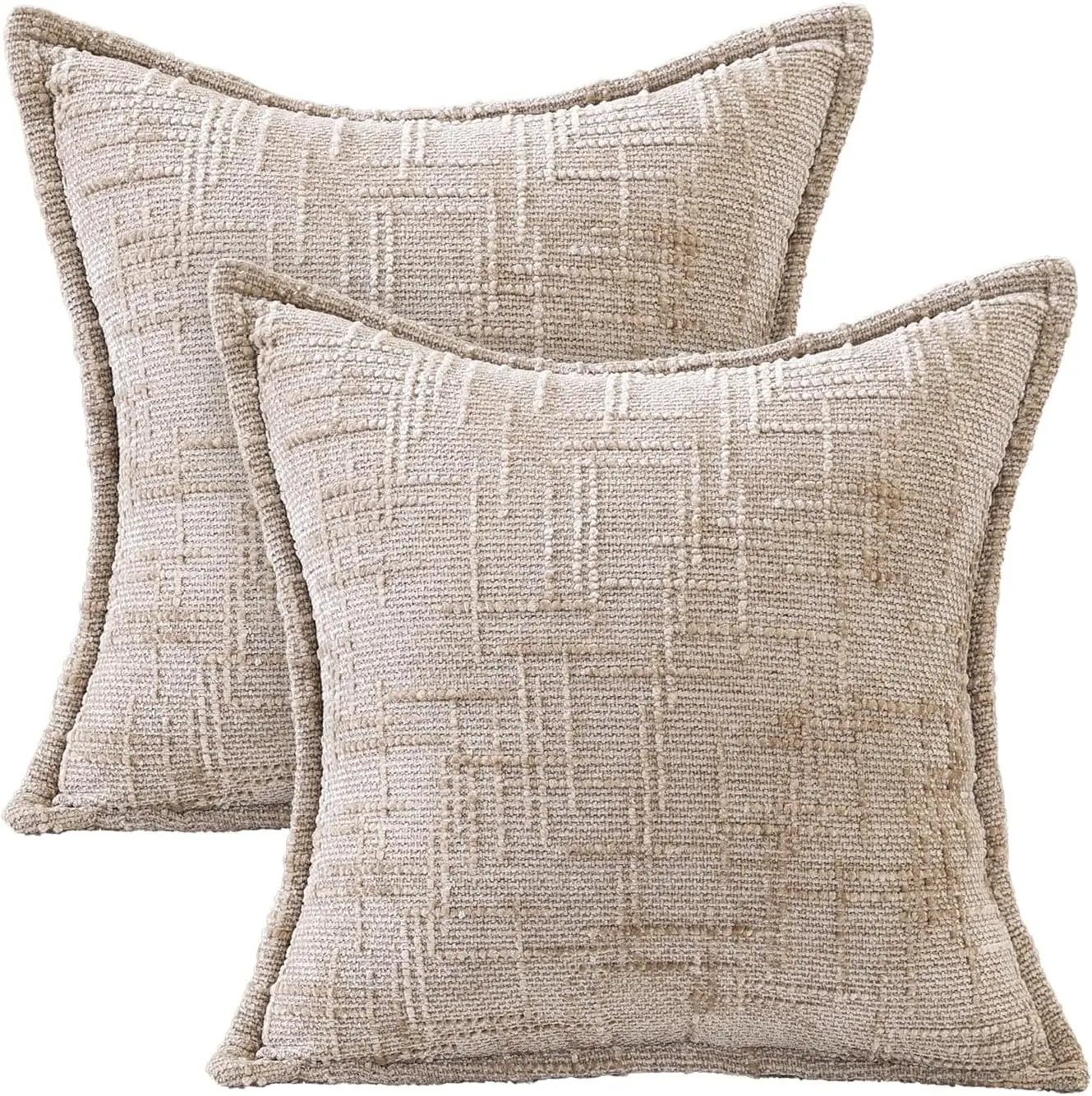 Decoratiekussens Set 2 Stuks 45x45 cm Bruin Woonkamer Textiel Woonkamer Kussensloop Boho Bankhoes Rits Slaapkamer Accessoires Imitatie Linnen Kussen