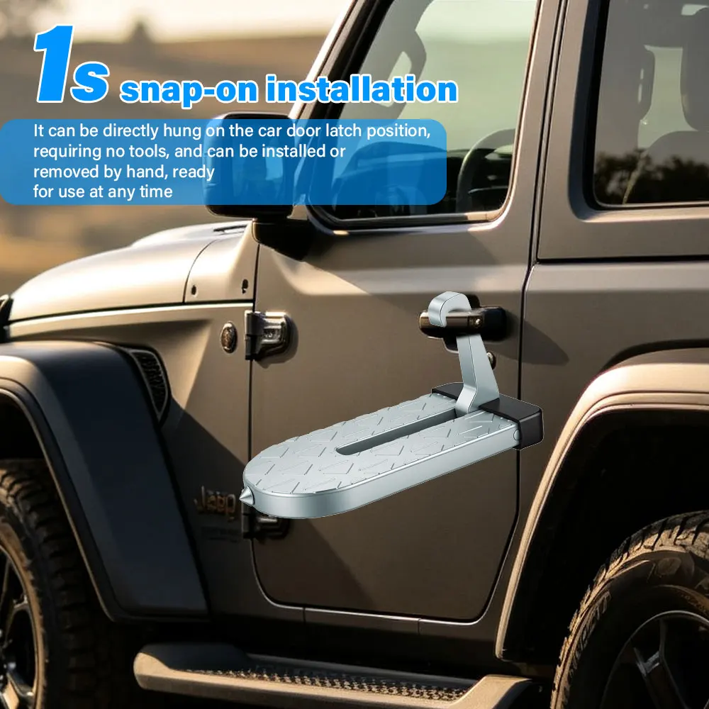 Easy Roof Access for Camping Loading & Cleaning Car Door Step Hook. Heavy Duty Anti-Slip Roof Pedal with Glass Breaker.