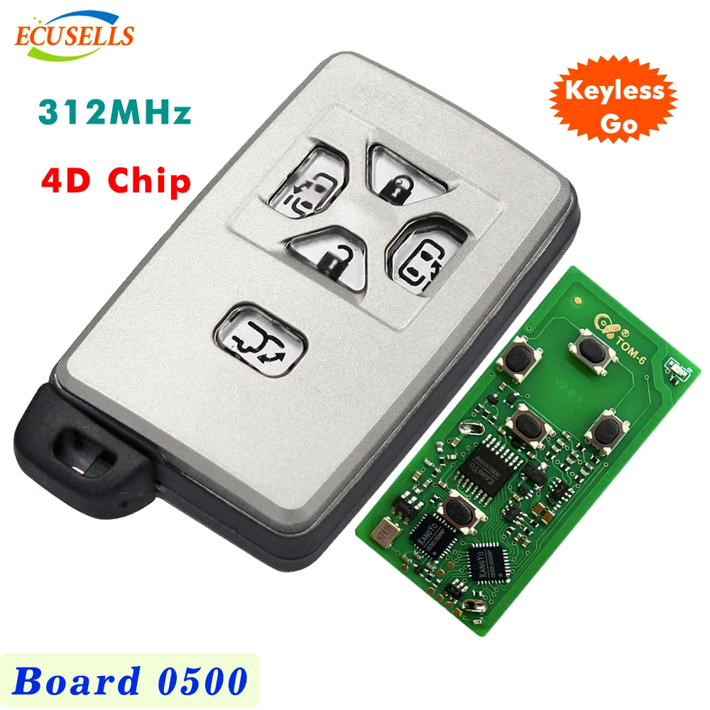 OHHUANUO 5 Buttons Smart Keyless Go Remote Key Fob FSK 312MHz 4D Chip for Toyota Vellfire Alphard Estima Board 271451-0500