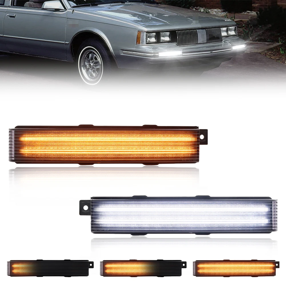 

2Pcs Front Bumper Parking Light Turn Signal Light DRL Light With Switchback Dynamic LED For 1982-1996 Oldsmobile Cutlass Ciera